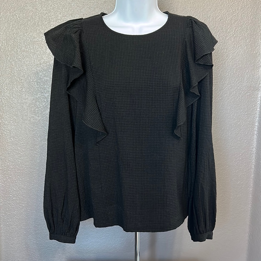 Madewell balloon sleeve blouse black